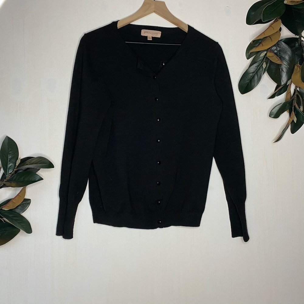 Philosophy Black Knit Button Cardigan Large